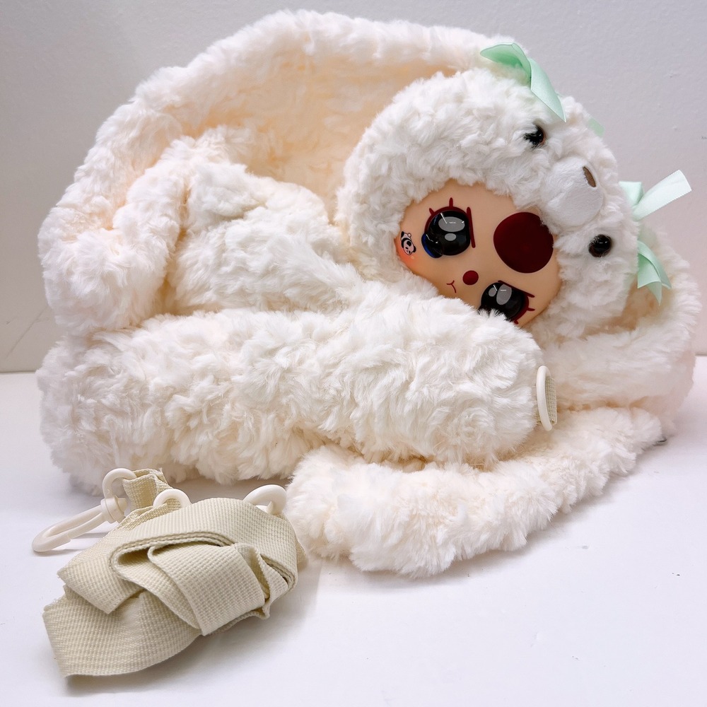Baby Three Hugging Baby Backpack 400%"White Cream Bunny + Special Tear drop Eyes